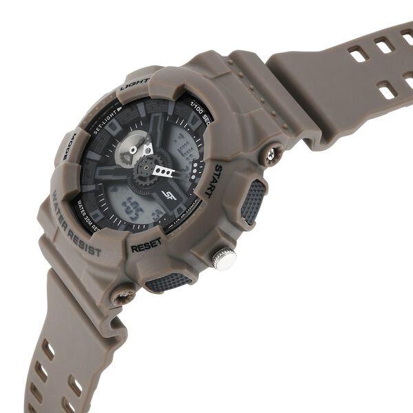 SF Dreamer Series Quartz Digital Analog Digital Black Dial Brown Plastic Strap Watch For Men - image number 2