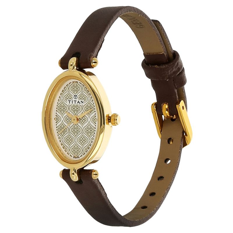 Titan Quartz Analog Brown Dial Leather Strap Watch for Women - image number 1