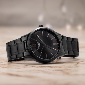 Sonata Poze Quartz Analog Black Dial Metal Strap Watch for Men