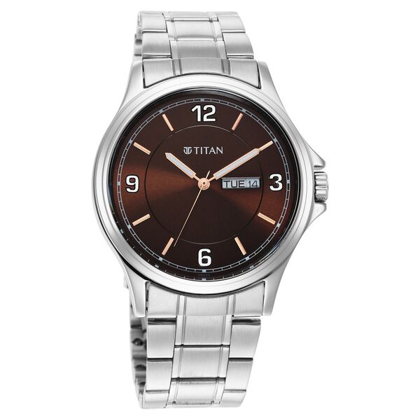 Titan Trendsetters Dark Brown Dial Analog Stainless Steel Strap watch for Men - image number 0