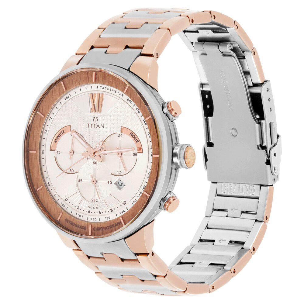 Buy Online Titan Grandmaster Silver ChronoMetal Strap Watch for Men nn1786km01 Titan