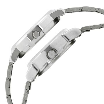 Sonata Quartz Analog Silver Dial Metal Strap Watch for Couple