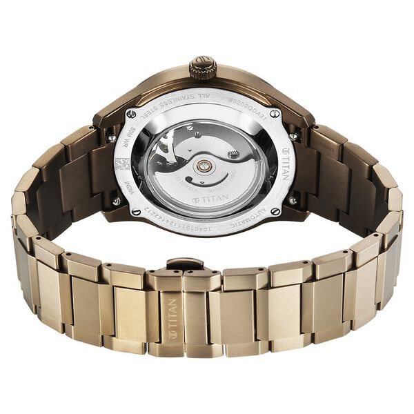 Titan Astral Concealed Automatic Analog with Khaki Dial Khaki Stainless Steel Strap Watch for Men - image number 6