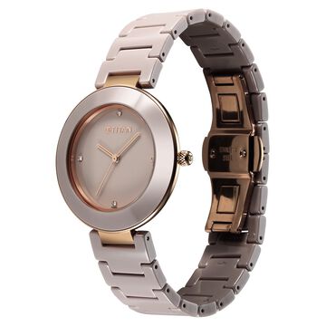 Titan Purple Ceramics Quartz Analog Brown Dial Ceramic Strap Watch for Women