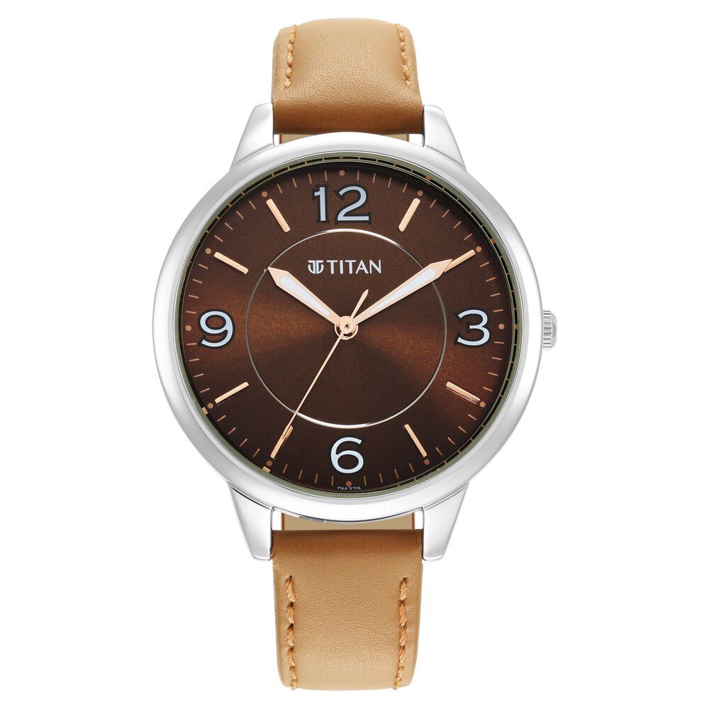 Buy Online Titan Trendsetters Brown Dial Analog Leather Strap watch for Women 2617sl03 Titan