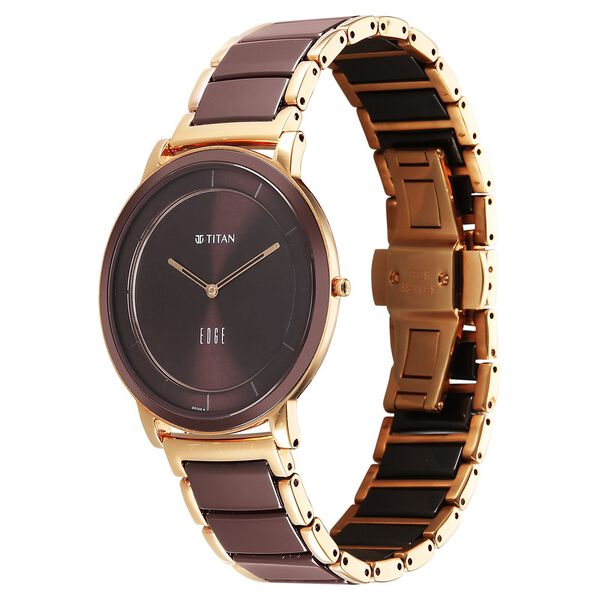 Titan Edge Melange Slim Steel & Ceramic Strap Brown Dial Analog Watch For Men - image number 2