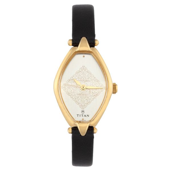 Titan Quartz Analog Silver Dial Leather Strap Watch for Women - image number 0