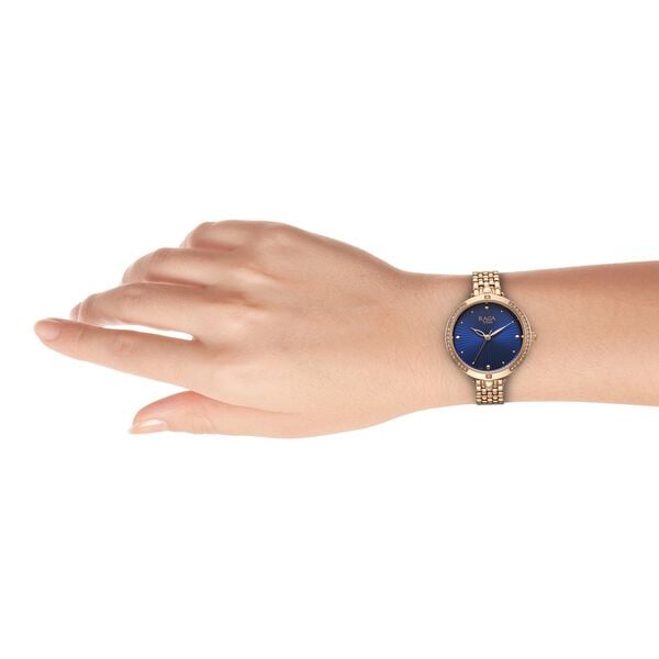 Titan Raga Showstopper Quartz Analog Blue Dial Rose Gold Metal Strap Watch For Women - image number 5