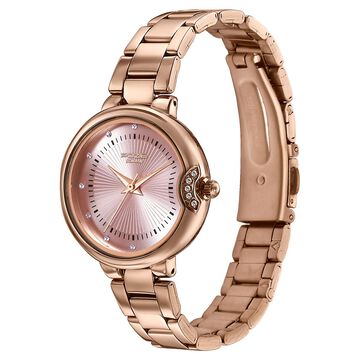 Poze By Sonata Quartz Analog Pink Dial Rose Gold Metal Strap Watch For Women