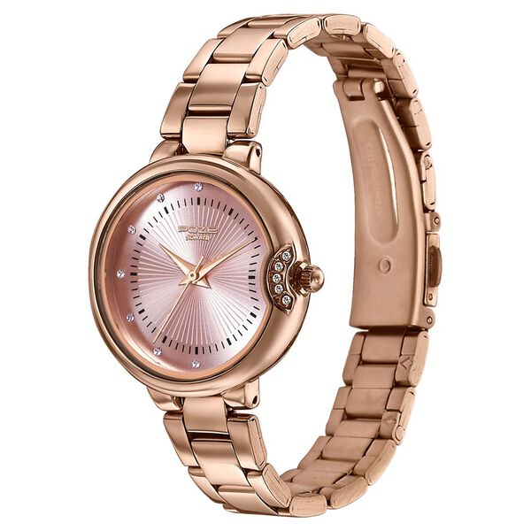 Poze By Sonata Quartz Analog Pink Dial Rose Gold Metal Strap Watch For Women - image number 4