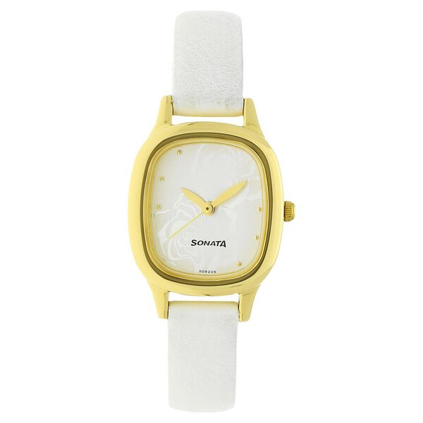 Sonata Quartz Analog White Dial Leather Strap Watch for Women - image number 0