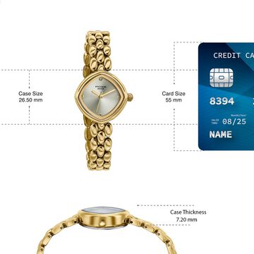 Poze Poze Quartz Analog Golden Dial Golden Metal Strap Watch For Women