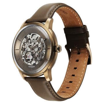 Titan Automatic Color Upgrade Brown Dial Brown Color Leather Strap Watch For Men
