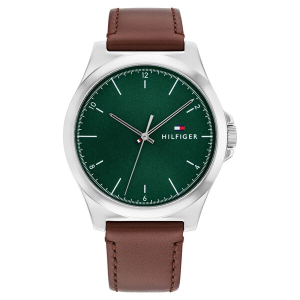 Tommy Hilfiger Quartz Analog Green Leather Strap for Men - image number 0