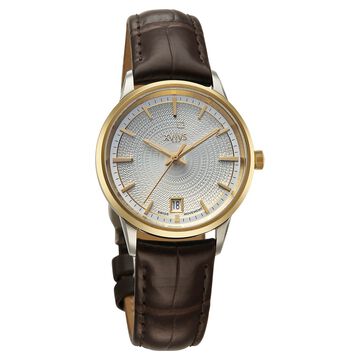 Xylys Swiss Quartz Silver Dial Two Toned Leather Strap Watch For Women
