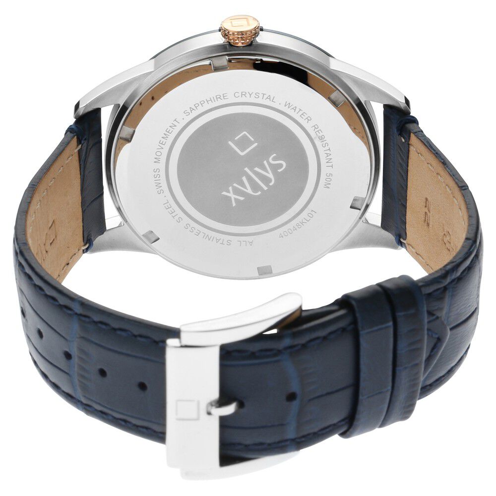 lakiです！ Buy Online Xylys Swiss Analog with Date Blue Leather Strap and