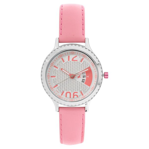 Fastrack Loopholes Quartz Analog with Date White Dial Leather Strap Watch for Girls - image number 0