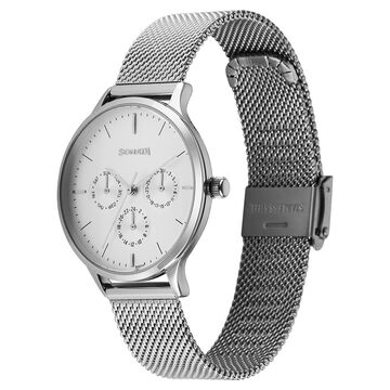 Sonata Festive Quartz Multifunction Silver Dial Metal Strap Watch For Women