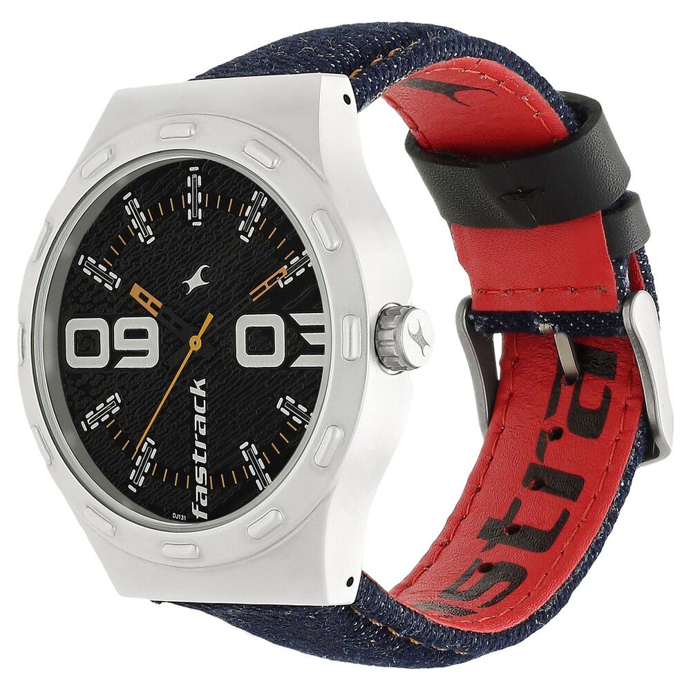 Buy Online Fastrack Denim Quartz Analog Black Dial Denim Strap Watch for Guys 3183sl02 Titan