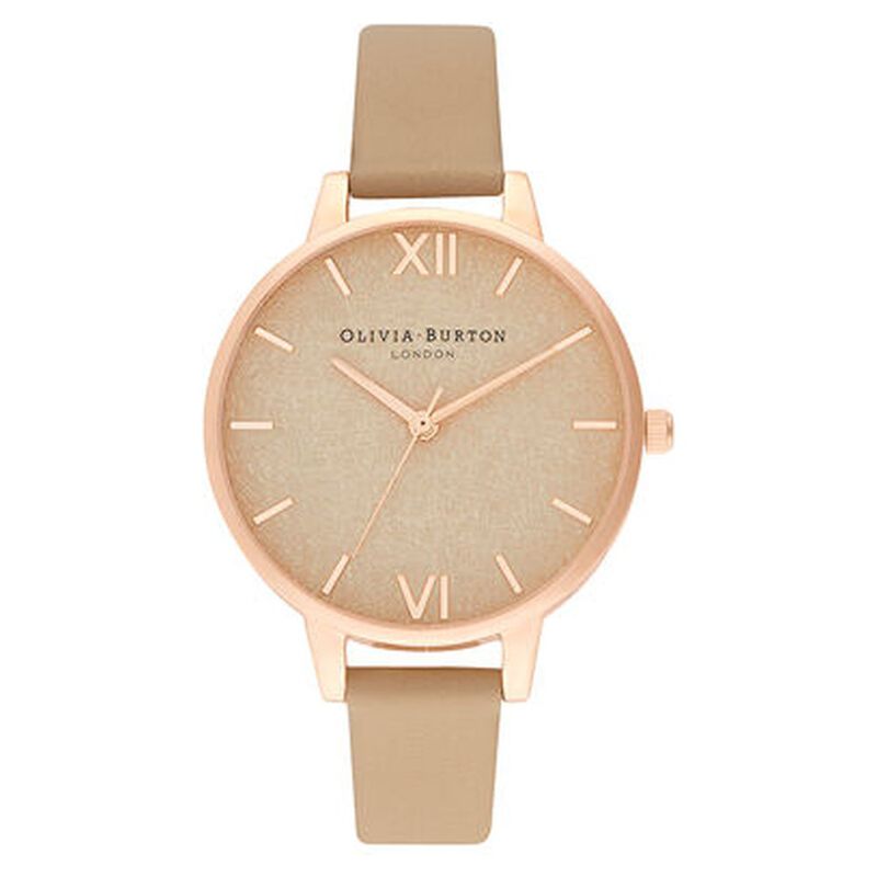 Olivia Burton Quartz Analog Rose Gold Dial Leather Strap Watch for Women
