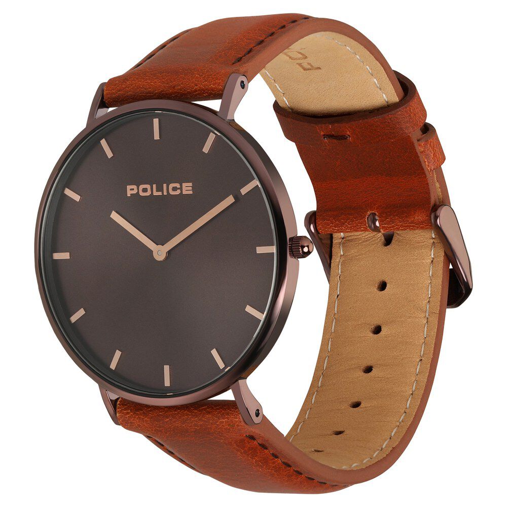 Buy Online Police Quartz Analog Brown Dial Leather Strap Watch for Men ncpl15367jsbn12 Titan