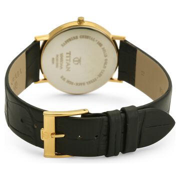 Titan Nebula Vintage 18k Gold Analog Leather Strap Watch for Men