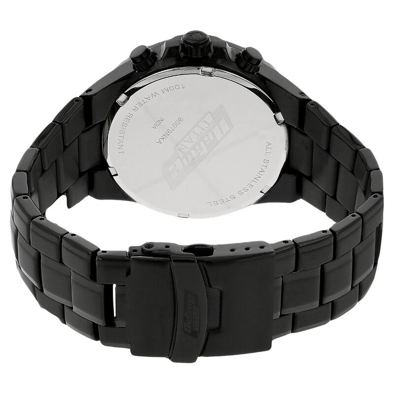 Titan Quartz Chronograph Black Dial Stainless Steel Strap Watch for Men - image number 3