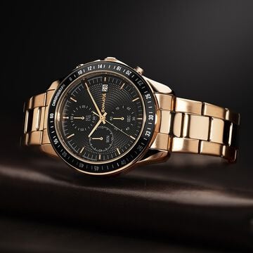 Sonata Chronos Quartz Analog with Date Black Dial Rose Gold Colour Stainless Steel Strap Watch For Men
