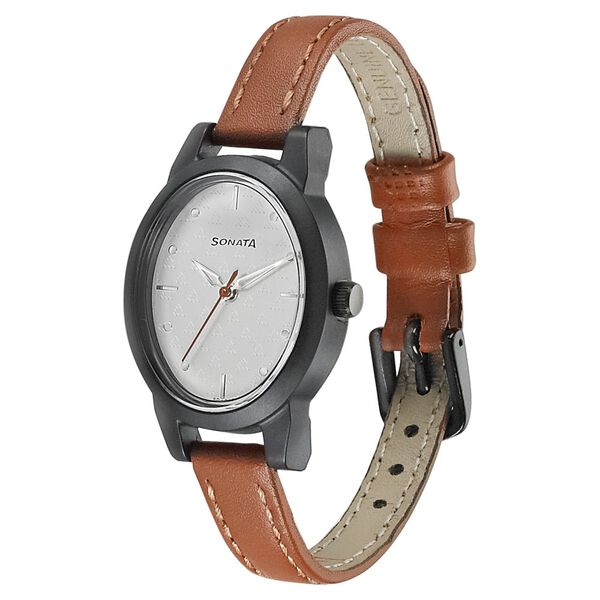Sonata Essentials White Dial Women Watch With Leather Strap - image number 1