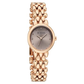 Titan Purple Serein Quartz Analog Rose Gold Dial Rose Gold Metal Strap Watch For Women