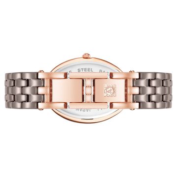 Anne Klein Quartz Analog Brown Dial Brown & Rose Gold Ceramic Strap Watch For Women