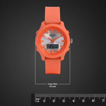Zoop Ana-Digi Watch with Silver Dial & Orange Strap for Girls Kids, from House of Titan
