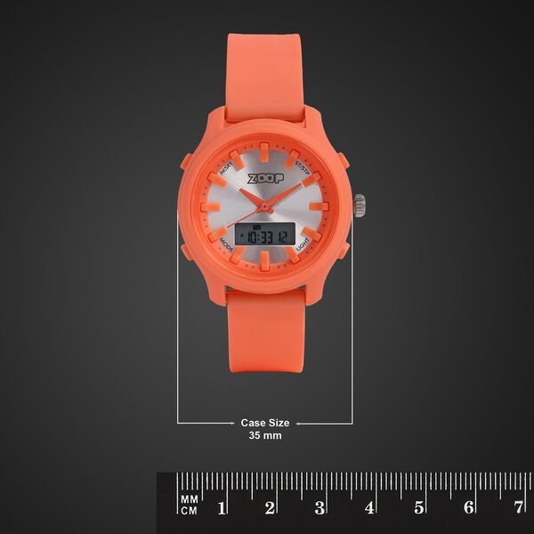 Zoop Ana-Digi Watch with Silver Dial & Orange Strap for Girls Kids, from House of Titan - image number 3