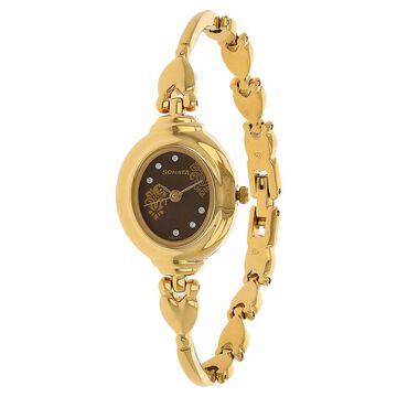 Sonata Quartz Analog Brown Dial Metal Strap Watch for Women