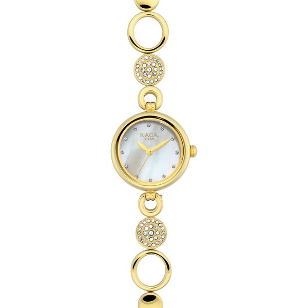 Titan Raga Mother of Pearl Dial Women Watch With Metal Strap - image number 3