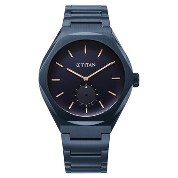 Titan Contour Analog with Small Second and Blue Dial Blue Stainless Steel Strap Watch for Men