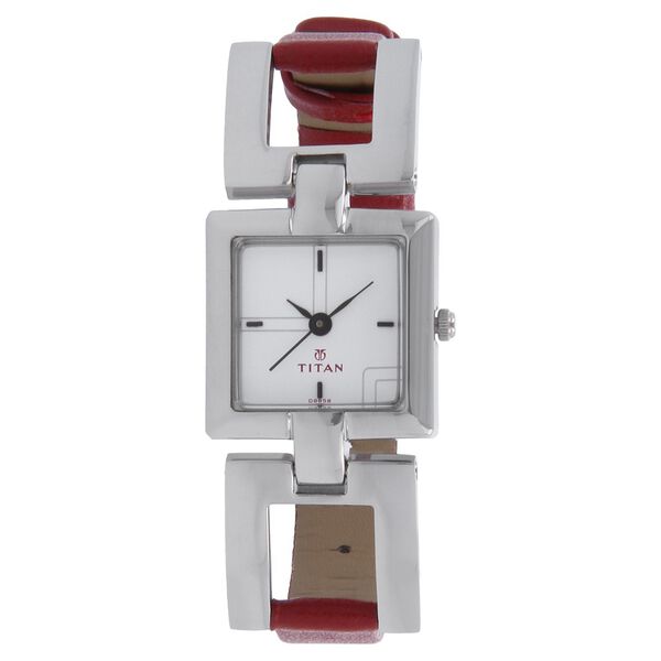 Titan Quartz Analog White Dial Leather Strap Watch for Women - image number 0