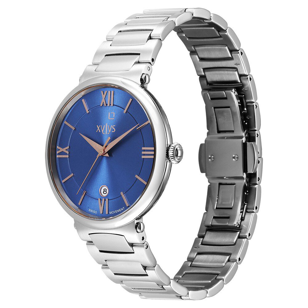 Buy Online Xylys Quartz Analog with Date Blue Dial Silver