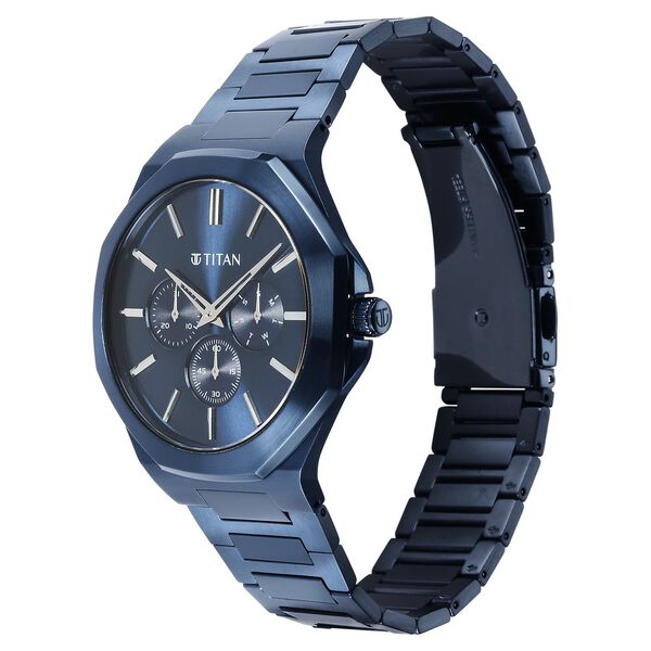 Titan Classic Slim Multifunction Quartz Multifunction Blue Dial Stainless Steel Strap Watch For Men - image number 2