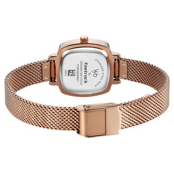 Vyb Seeker By Fastrack Quartz Analog Rose Gold Dial Metal Strap Watch For Girls
