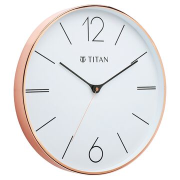 Titan Metallic Wall Clock White Dial with Rose Gold Sleek frame and Silent Sweep Technology - 40.0 cm x 40.0 cm (Large)