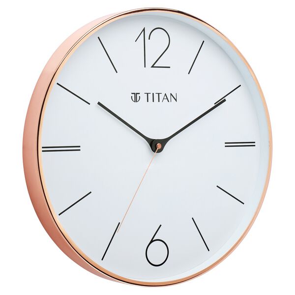 Titan Metallic Wall Clock White Dial with Rose Gold Sleek frame and Silent Sweep Technology - 40.0 cm x 40.0 cm (Large) - image number 2