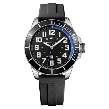 Tommy Hilfiger Quartz Analog Black Dial Silicone Strap Watch for Men