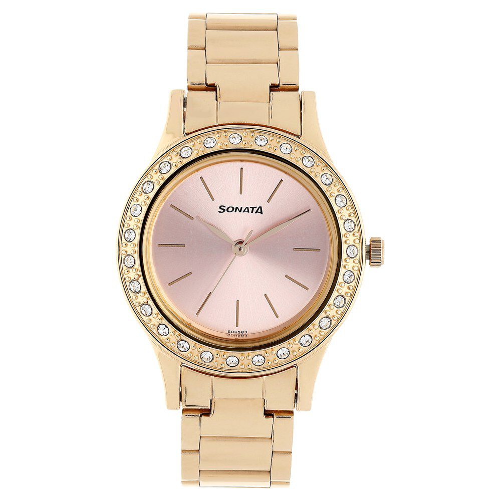 Buy Online Sonata Blush Rose Gold Dial Women Watch With Stainless