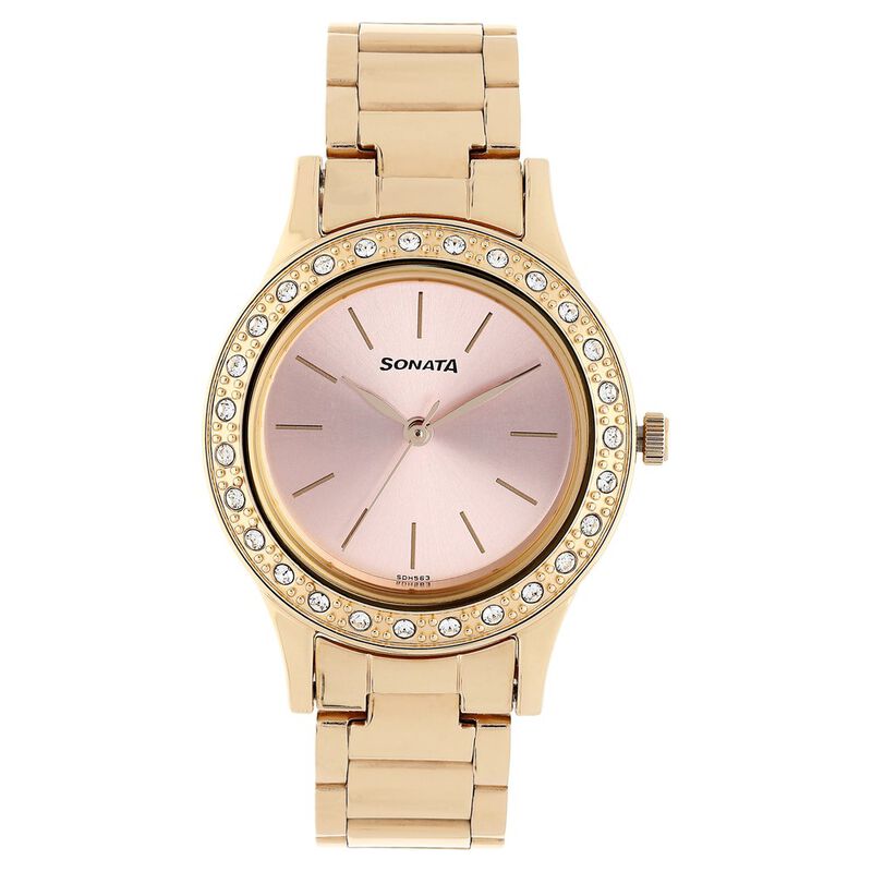 Sonata Blush Pink Dial Women Watch With Stainless Steel Strap - image number 0