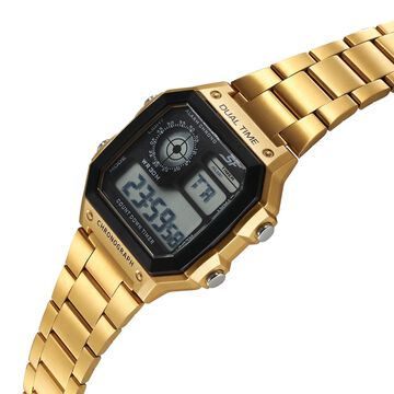 SF Digital Dial Golden Stainless Steel Strap Watch For Unisex