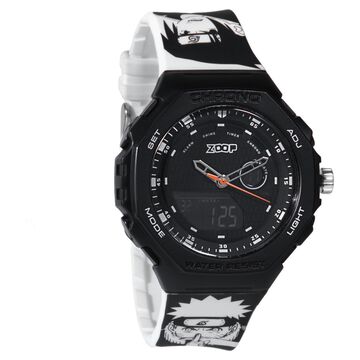 Zoop Naruto Ana-Digi Watch with Black Case and Black and White Multi Color Strap for Kids and Anime lovers, By Titan