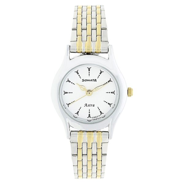 Sonata Quartz Analog White Dial Stainless Steel Strap Watch for Women - image number 0