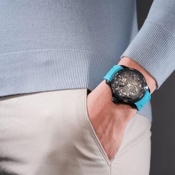 Police Quartz Analog Grey Dial Blue Silicone Strap Watch For Men