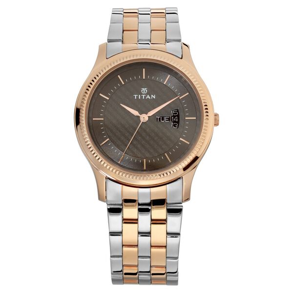 Titan Brown Dial Analog with Day and Date Stainless Steel Strap Watch for Men - image number 1